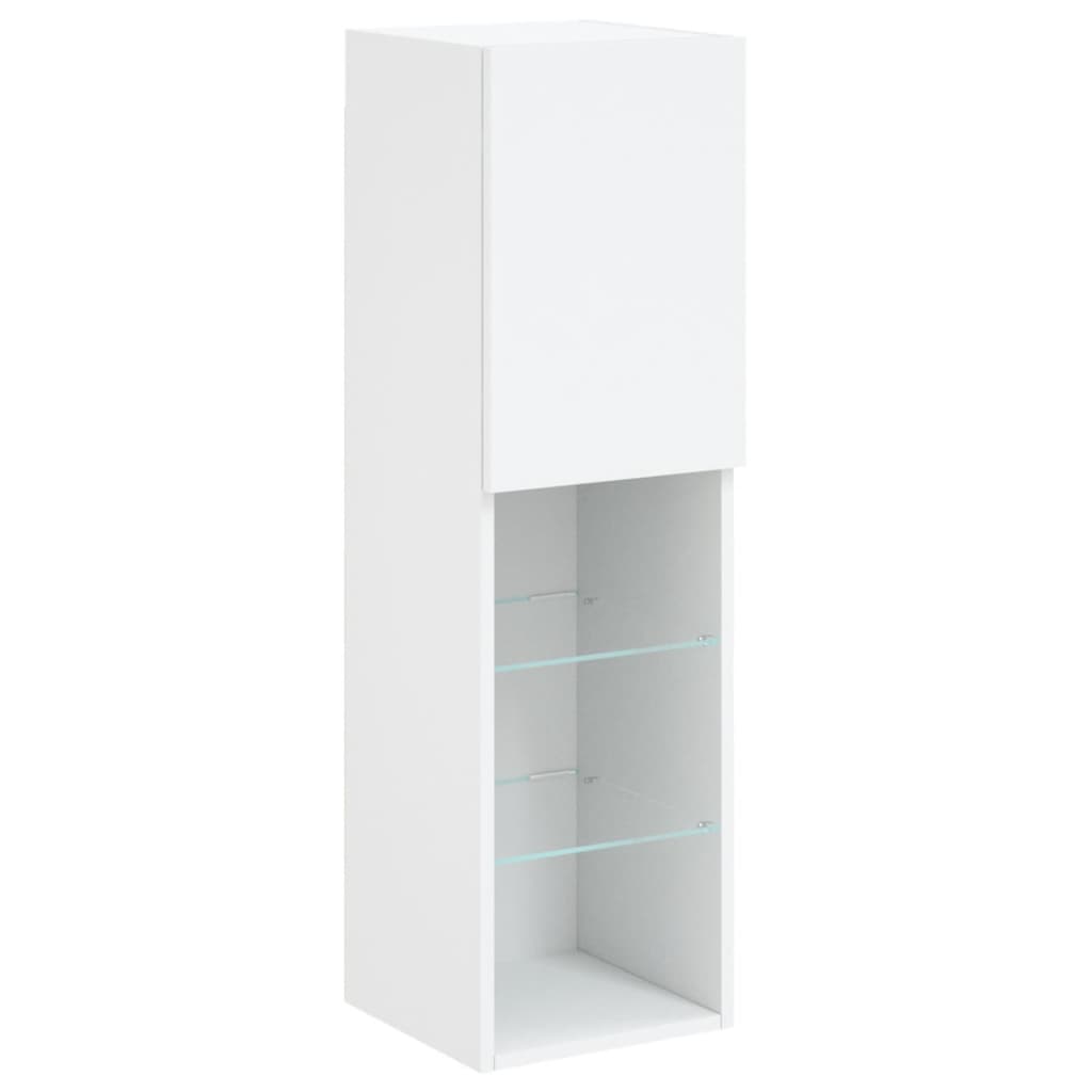 Szafka TV, z LED, biała, 30,5x30x102 cm - obrazek 7