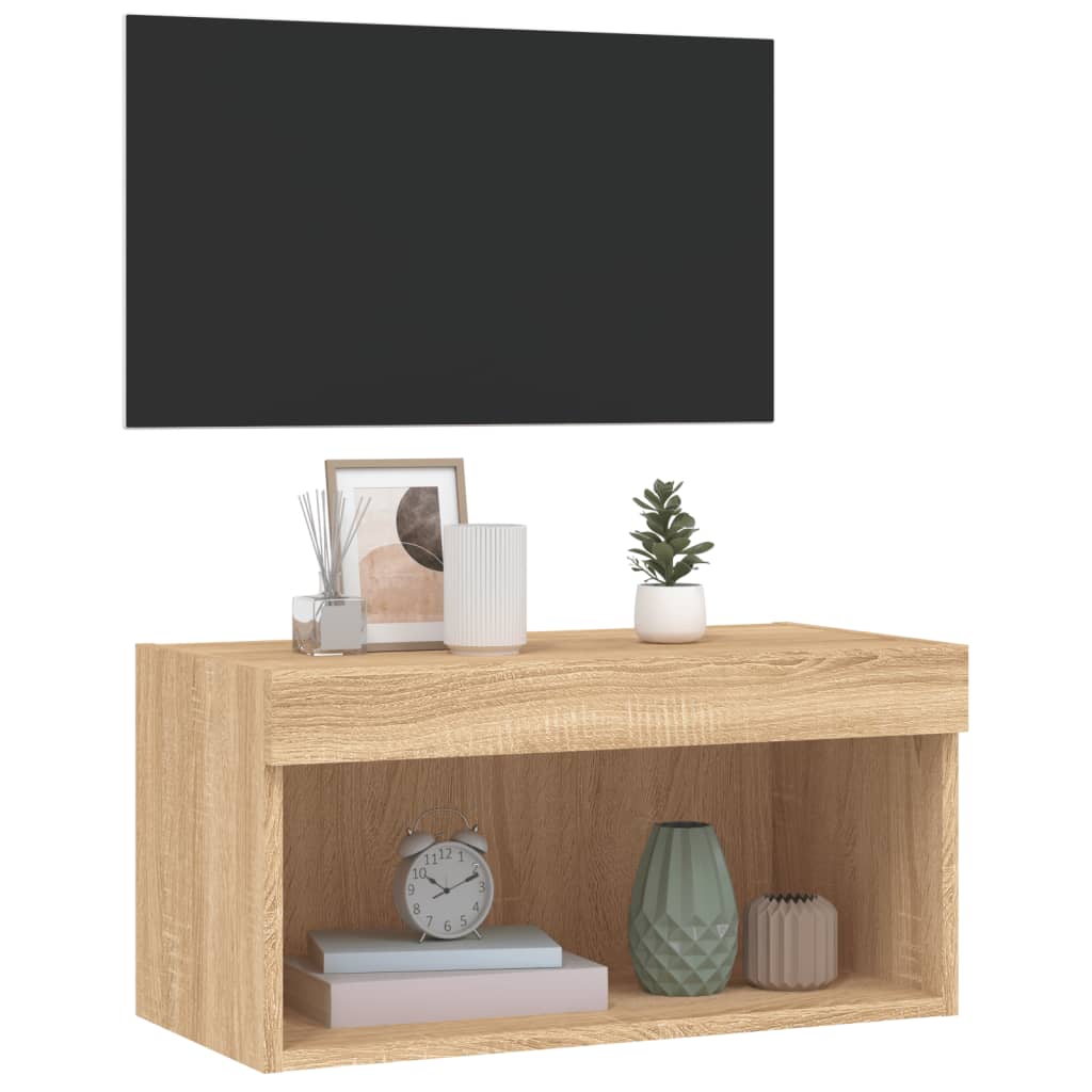 Szafka pod TV, z oświetleniem LED, dąb sonoma, 60x30x30 cm - obrazek 6