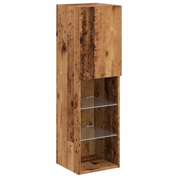 Szafki TV, z LED, 2 szt., stare drewno, 30,5x30x102 cm - obrazek 6