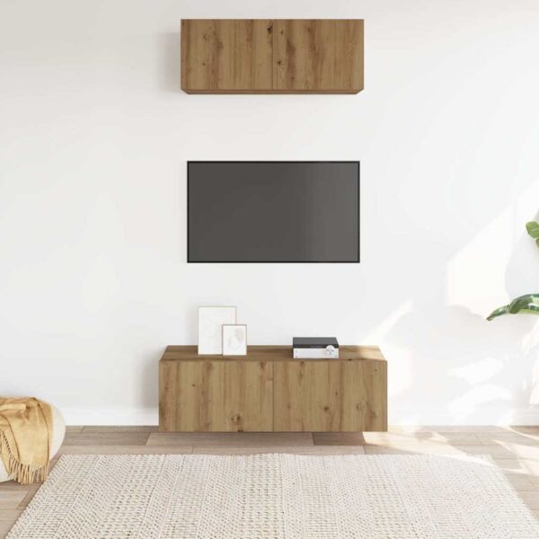 2-cz. zestaw szafek TV, dąb artisan, materiał drewnopochodny - obrazek 3