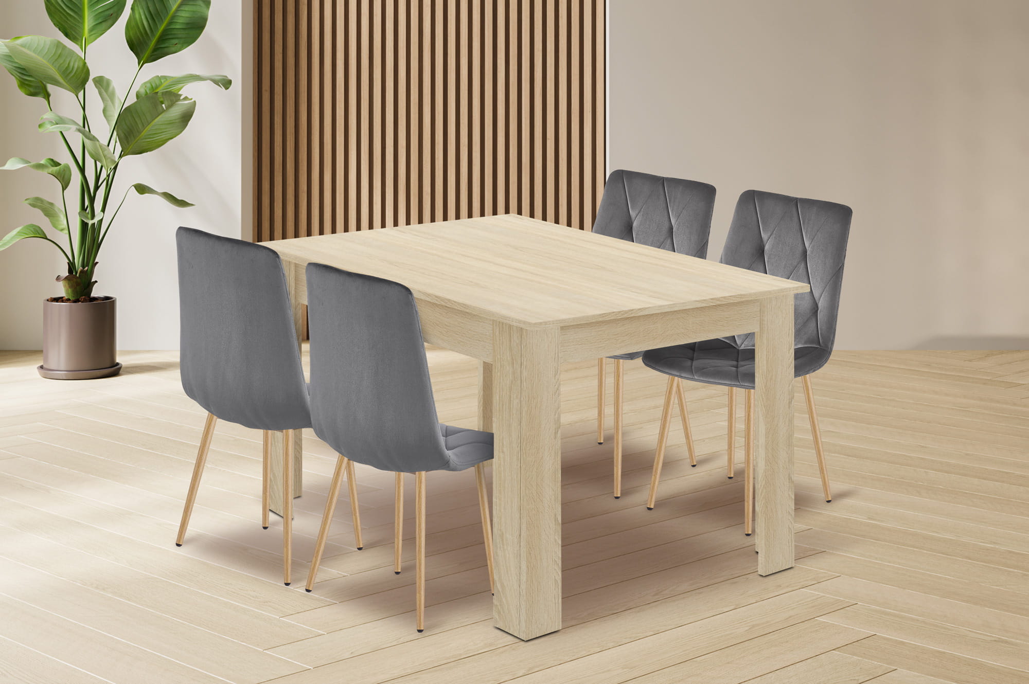 Zestaw stół NP 120x80 Dąb Sonoma + 4 krzesła LIBRA szare - obrazek 12