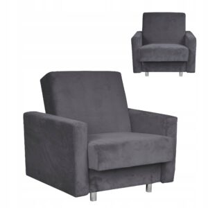 Fotel rozkładany Alicja do spania z pojemnikiem  szary ciemny