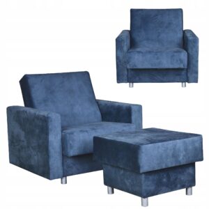 Fotel rozkładany Alicja z podnóżkiem do spania z pojemnikiem