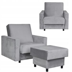 Fotel rozkładany Alicja z podnóżkiem do spania z pojemnikiem