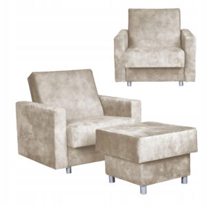 Fotel rozkładany Alicja z podnóżkiem do spania z pojemnikiem