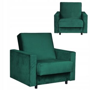 Fotel rozkładany Alicja do spania z pojemnikiem  zielony welur