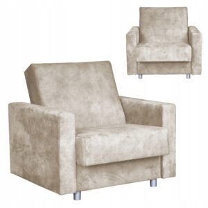 Fotel rozkładany Alicja do spania z pojemnikiem  beżowy kremowy