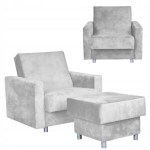 Fotel rozkładany Alicja z podnóżkiem do spania z pojemnikiem