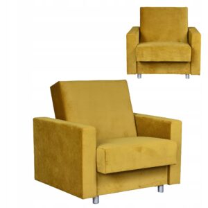 Fotel rozkładany Alicja do spania z pojemnikiem  żółty złoty